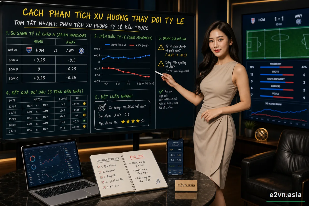 Cách Phân Tích Xu Hướng Thay Đổi Tỷ Lệ Kèo Châu Á Trước 2h Trận Đấu