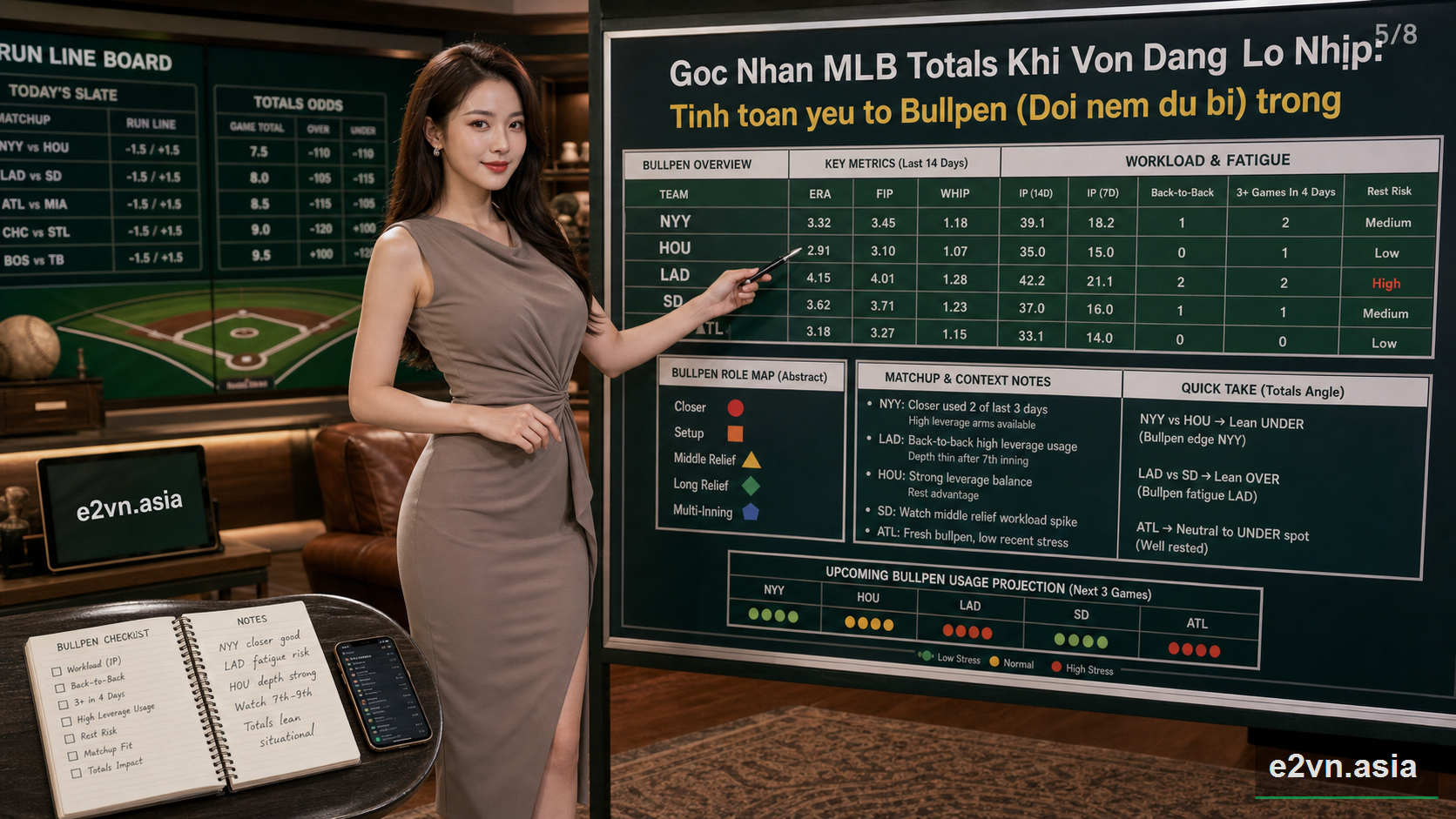 Tinh toan yeu to Bullpen (Doi nem du bi) trong chuoi tran dai - minh họa phân tích thực tế